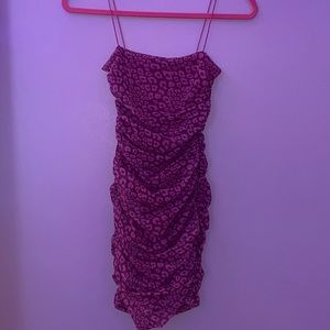 Oh Polly mini bodycon pink leopard print dress
